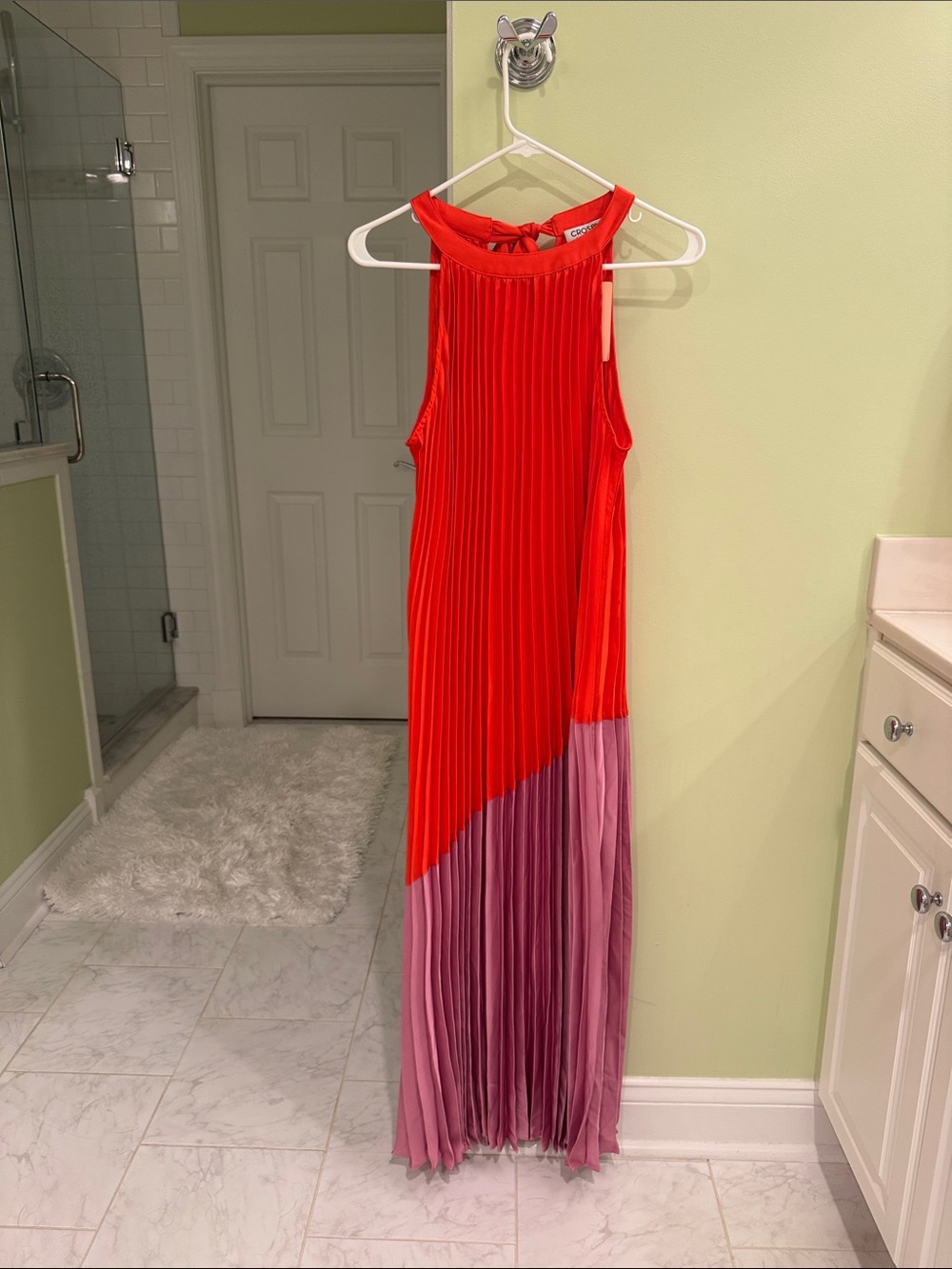 CROSBY by Mollie Burch Red and Lavender Pleated Maxi Dress